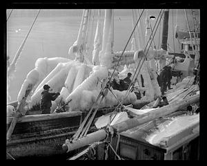Ice covered boat Vagabond