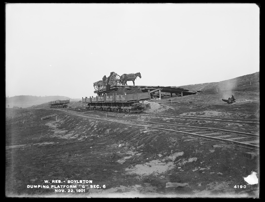 Wachusett Reservoir, Dumping platform "G", Section 6, Boylston, Mass., Nov. 22, 1901