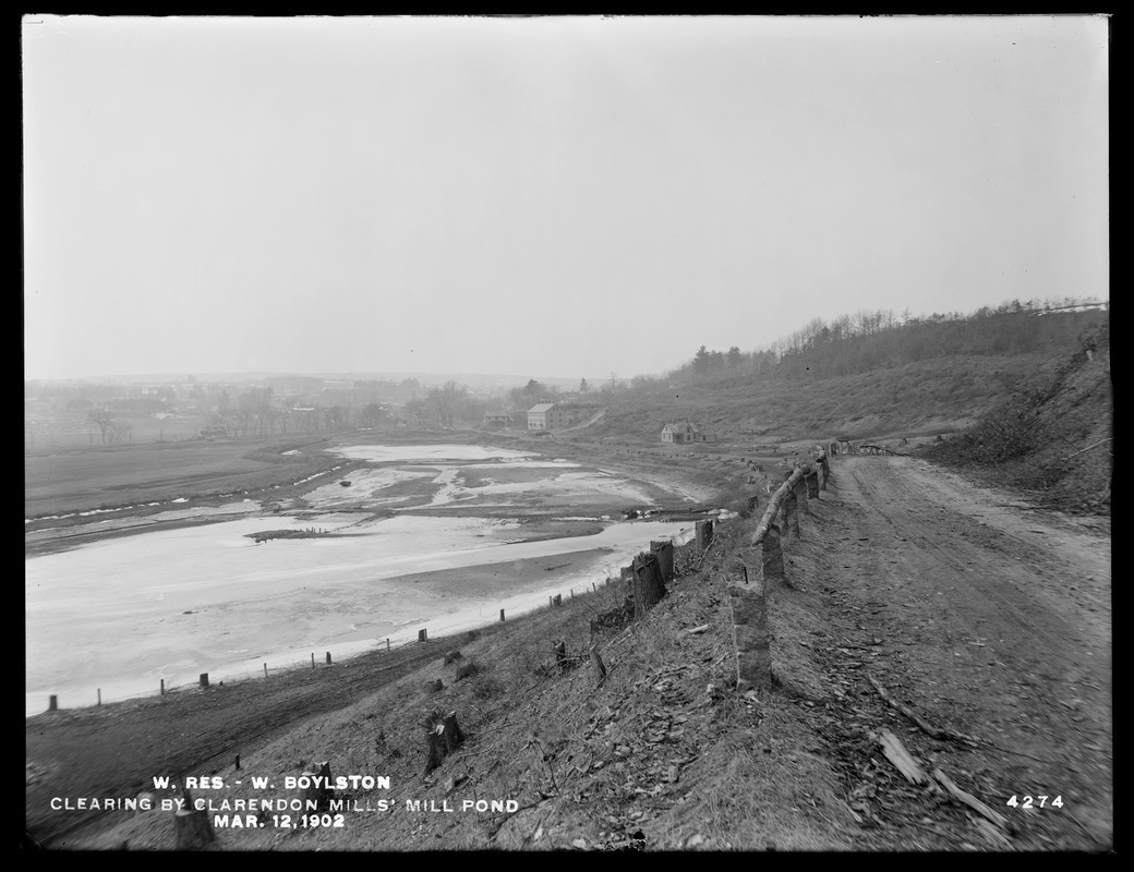 Wachusett Reservoir, clearing by Clarendon Mills' mill pond, West Boylston, Mass., Mar. 12, 1902