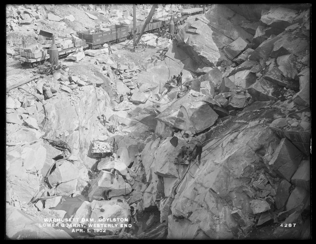 Wachusett Dam, lower quarry, westerly end, Boylston, Mass., Apr. 1, 1902