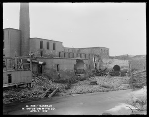 Wachusett Reservoir, demolished mill of West Boylston Manufacturing Company, Oakdale, West Boylston, Mass., Apr. 8, 1902
