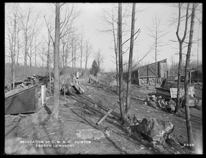 Relocation Central Massachusetts Railroad, Andrew Leinhardt's hennery, looking easterly, Clinton, Mass., Apr. 28, 1902