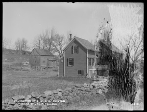 Relocation Central Massachusetts Railroad, Heirs of Jonas Pollard's house and barn, looking northerly, from Clamshell Road, Clinton, Mass., Apr. 28, 1902
