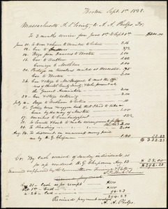 Massachusetts Anti-Slavery Society expense account of A. A. Phelps from June 1st to Sept. 1st 1838