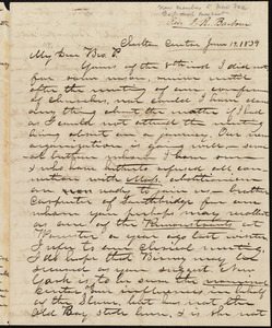 Letter from Isaac Richmond Barbour, Charlton, to Amos Augustus Phelps, June 19. 1839