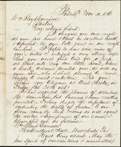 Letter from Alfred Harry Love, Philad[elphi]a, [Pa.], to William Lloyd Garrison, Nov[ember] 4. 1861