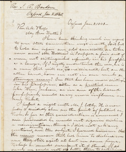 Letter from Isaac Richmond Barbour, Oxford [Mass.], to Amos Augustus Phelps, Jan. 8. 1842