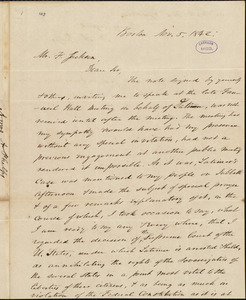 Letter from Amos Augustus Phelps, Boston, to Francis Jackson, Nov. 5. 1842