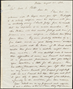Letter from Eliphalet Kimball, Boston, to Amos A. Phelps, August 25, 1832