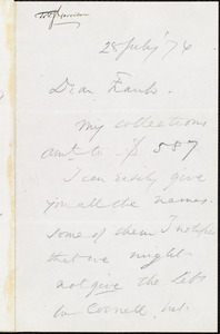 Letter from Wendell Phillips, to Francis Jackson Garrison, 28 July [18]76