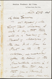 Letter from James Miller M'Kim, New York, [N.Y.], to William Lloyd Garrison, Sept[ember] 29th 1865