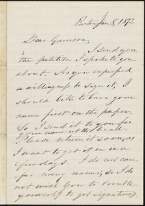 Letter from Samuel Edmund Sewall, Boston, [Mass.], to William Lloyd Garrison, Jan[uary] 8, 1872