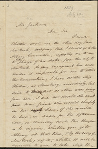 Letter from Amos Augustus Phelps, [Boston], to Francis Jackson, [July 23, 1839]