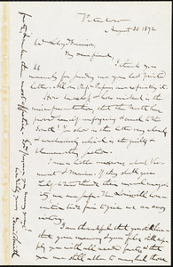 Letter from Gerrit Smith, Peterboro, [N.Y.], to William Lloyd Garrison, August 30, 1872