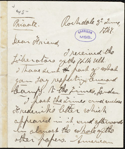 Letter from William Logan, Rochdale, [England], to William Lloyd Garrison, 3d June, 1847