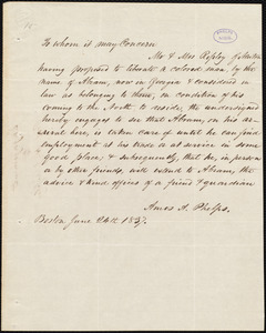 Letter from Amos Augustus Phelps, Boston, June 24th 1837
