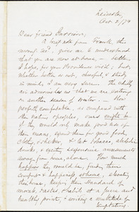 Letter from Samuel May, Jr., Leicester, [Mass.], to William Lloyd Garrison, Oct[ober] 2 / [18]74