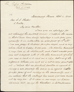Letter from Rufus Anderson, E. Boston, to Amos Augustus Phelps, Sept. 5. 1842