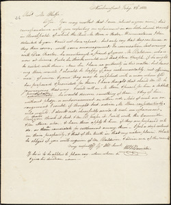Letter from W. B. Bannister, Newburyport, to Amos Augustus Phelps, Febry 23d. 1833