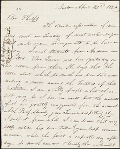 Letter from Abraham Chittenden Baldwin, Boston, to Amos Augustus Phelps, April 23d 1830