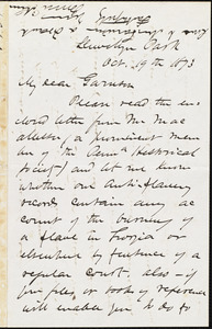 Letter from James Miller M'Kim, Llewellyn Park, [N.J.], to William Lloyd Garrison, Oct[ober] 19th 1873