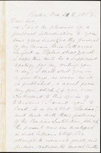 Letter from Epes Sargent, Boston, [Mass.], to William Lloyd Garrison, Oct[ober] 28th, 1863