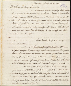 Letter from Amos Augustus Phelps, Boston, to Simeon Smith Jocelyn, July 14th 1837