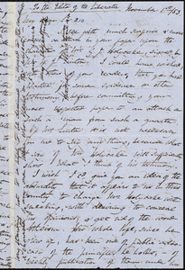 Letter from Harriet Martineau, to William Lloyd Garrison, November 1st / [18]53