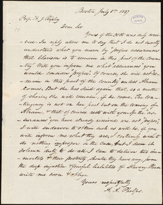 Letter from Amos Augustus Phelps, Boston, to Henry Jones Ripley, July 1st 1837