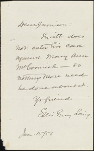 Letter from Ellis Gray Loring, to William Lloyd Garrison, Jan[uary] 15 [18]58