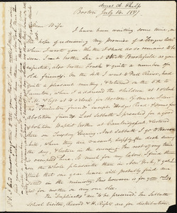 Letter from Amos Augustus Phelps, Boston, to Charlotte Phelps, July 14. 1837