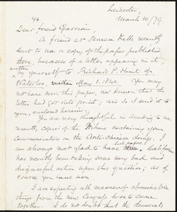 Letter from Samuel May, Jr., Leicester, [Mass.], to William Lloyd Garrison, March 10 / [18]79