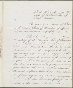 Copy of letter, [Boston], to Great Britain. Admiralty, [1841]