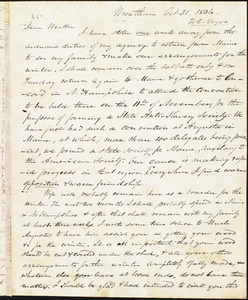 Letter from Amos Augustus Phelps, Wrentham, [Mass.], to Clarissa Tryon, Oct 31, 1834