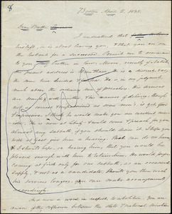 Letter from Amos Augustus Phelps, Boston, to [John F.?] Emerson, April 2. 1838