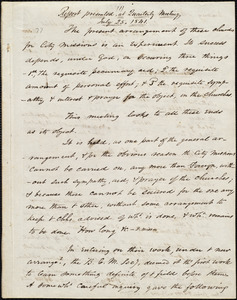 Report of City Mission presented at quarterly meeting, July 25, 1841