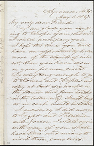Letter from Samuel Joseph May, Syracuse, N.Y., to William Lloyd Garrison, May 1, 1867