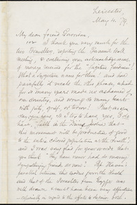 Letter from Samuel May, Jr., Leicester, [Mass.], to William Lloyd Garrison, May 4. [18]79
