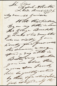 Letter from Joseph Lupton, Leeds, [England], to William Lloyd Garrison, March 27 / [18]76
