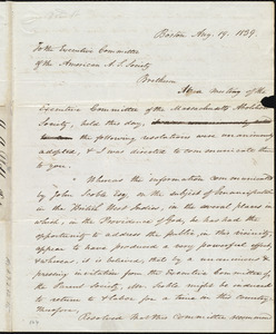 Letter from Amos Augustus Phelps, Boston, to Henry Brewster Stanton, Aug. 19. 1839