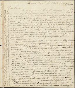 Letter from Amos Augustus Phelps, Andover, [Mass.], to Sarah Ann Haggins, Decr. 3d 1827