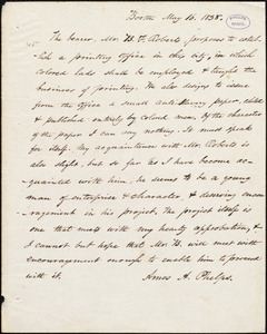 Letter from Amos Augustus Phelps, Boston, May 16. 1838