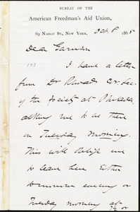 Letter from James Miller M'Kim, New York, [N.Y.], to William Lloyd Garrison, Oct[ober] 8 1865