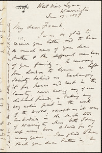 Letter from William Robson, Warrington, [England], to Francis Jackson Garrison, June 17. 1877