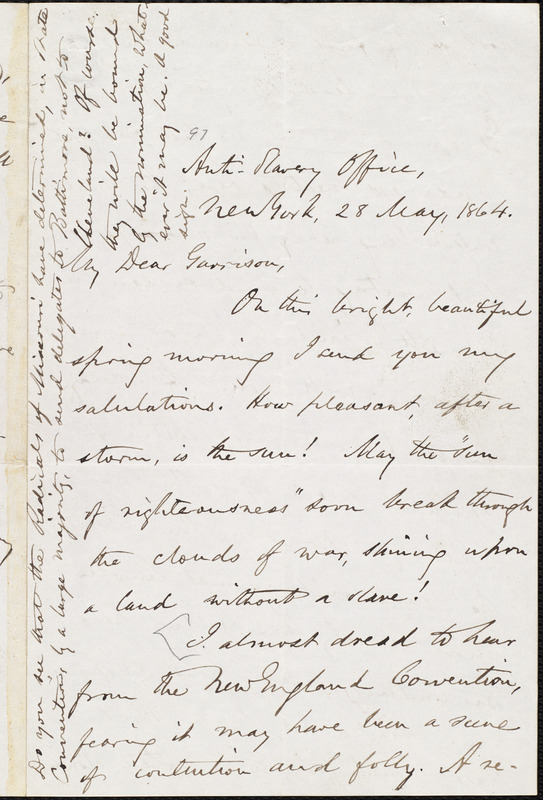 Letter From Oliver Johnson New York Ny To William Lloyd Garrison 28 May 1864 Digital 7215