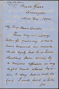 Letter from George Thompson, Beech Grove, [England], to Amelia Thompson Chesson, Mar[ch] 24. 1870