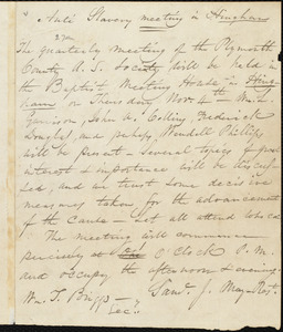 Letter from Jairus Lincoln, Hingham, [Mass.], to William Lloyd Garrison, Oct[ober] 26, 1841