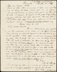 Letter from Joshua Titus Everett, Boston, March 25 1839