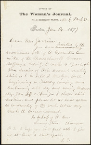 Letter from Lucy Stone, Boston, [Mass.], to William Lloyd Garrison, Jan[uary] 14 1877