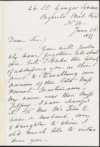 Letter from Louisa C. McKee, [London, England], to William Lloyd Garrison, June 23d 1877